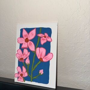 Floral Canvas Art with Pink Flowers